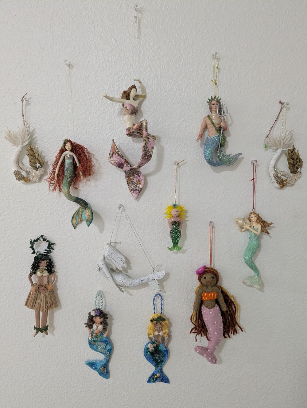 Mermaid Christmas Ornaments- Assorted Seafoam & Pastel Colors